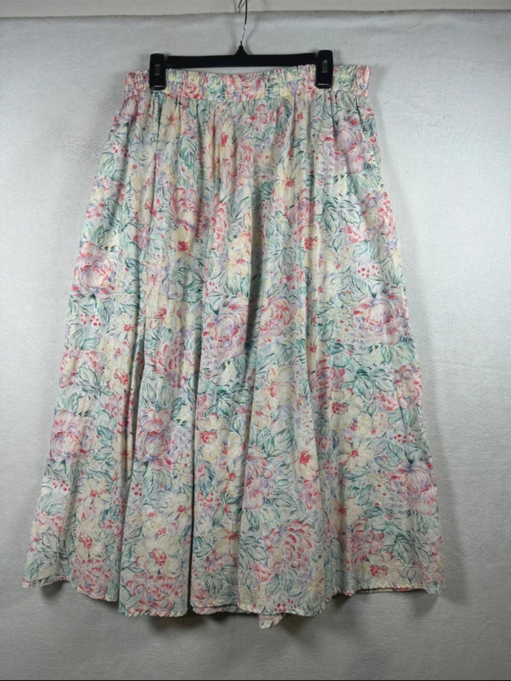 L.L. Bean Vintage Floral Maxi Skirt in Cream, Pink and Green XL